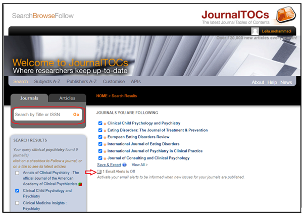 JournalTOC screens